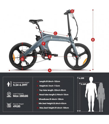 Сгъваемо електрическо колело DYU T1 500W 36V 10Ah