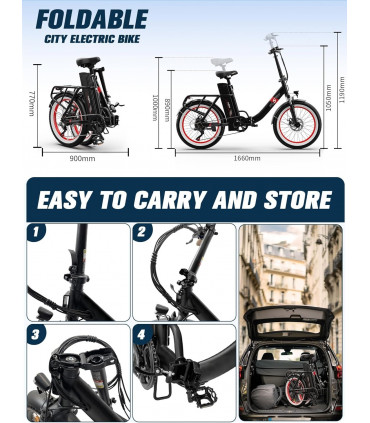 Сгъваемо електрическо колело OneSport OT16-2 750W 48V 17Ah