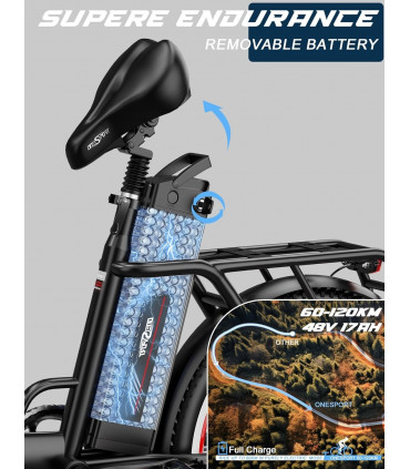 Сгъваемо електрическо колело OneSport OT16-2 750W 48V 17Ah