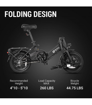 Сгъваемо електрическо колело DYU C3-14 500W 36V 7.5Ah